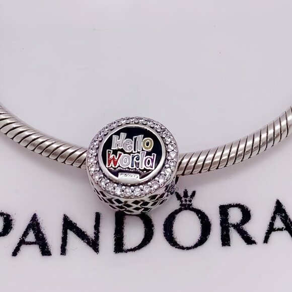 Disney Parks Pandora It's a Small World Hello Button Charm 2024 Exclusive - Picture 3 of 3